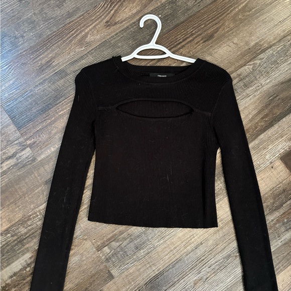 Black ribbed long sleeve top - Picture 2 of 5